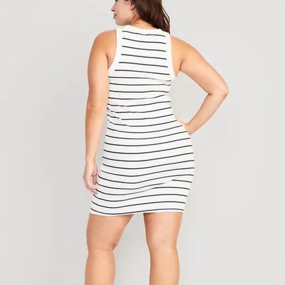 NEW Old Navy Fitted Striped Sleeveless Rib-Knit Mini Dress for Women - Picture 2 of 7